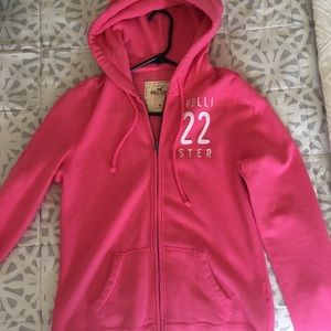 Hollister hot pink zip up jacket